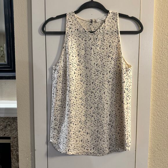 A.L.C. Printed 100% Silk Women’s Tank Top Size Small Cream - Picture 3 of 9
